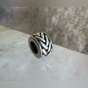 Brighton NARVA Stripes Braided Silver Spacer Bracelet Charm